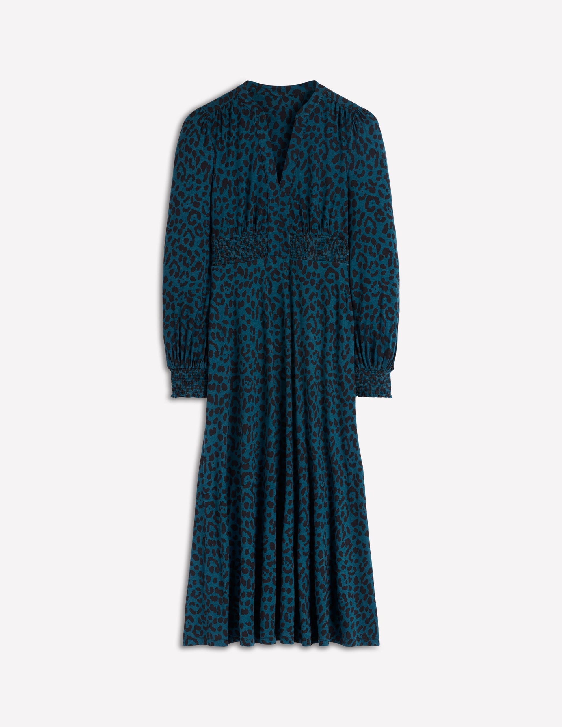 Ivy Smocked Midi Dress-Moonlit Ocean, Brushed Animal-6