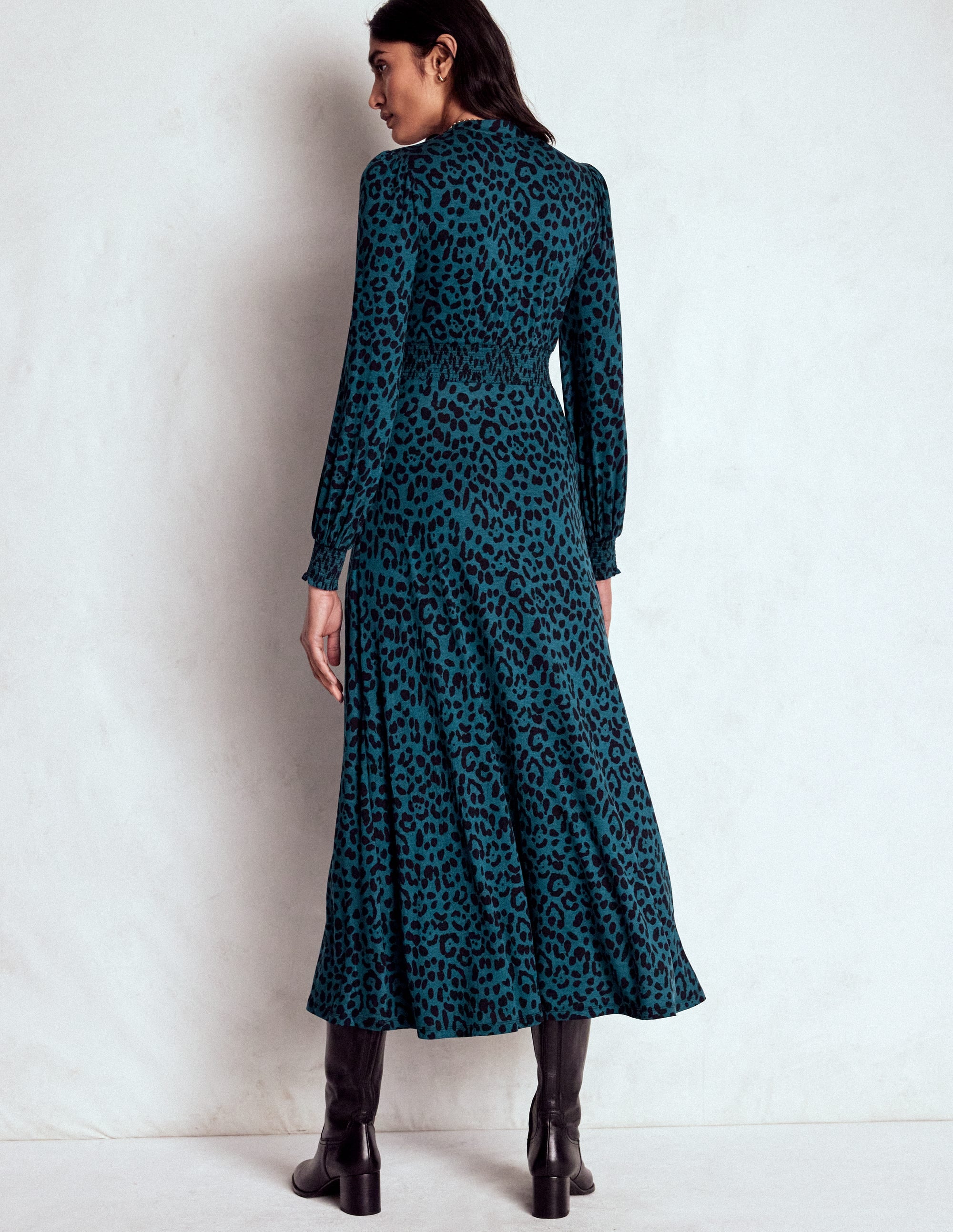 Georgia Jersey Midi Dress-Midnight Ocean, Brushed Animal - Image 3