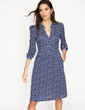 Naomi Relaxed Jersey Dress-French Navy, Abstract Dot