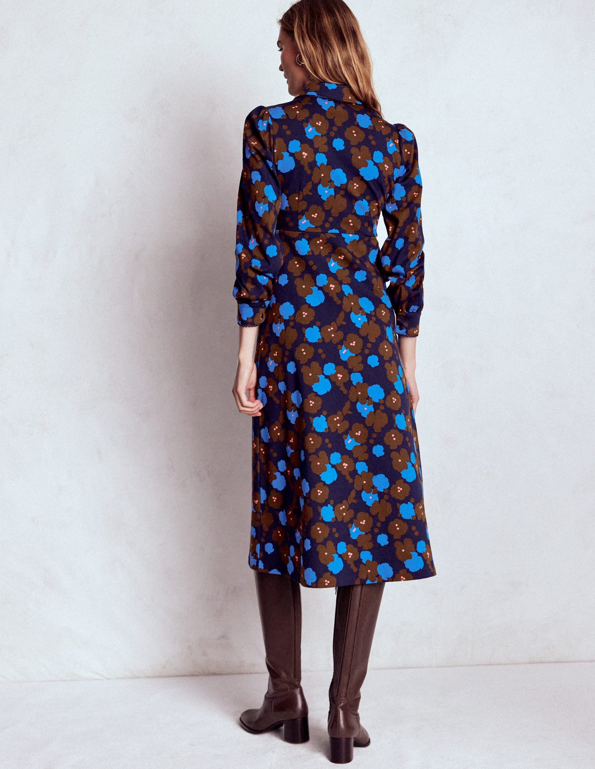 Jasmine Blurred Blossom Pleated Maxi Dress In Blue Multi - Foto 2