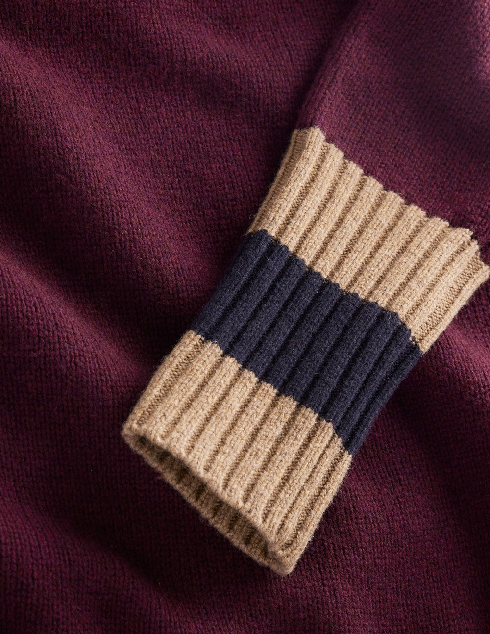 Merino Knitted Dress-Dark Cherry, Brown Stripe - Image 9