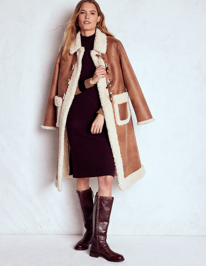 Merino Knitted Dress-Dark Cherry, Brown Stripe-6