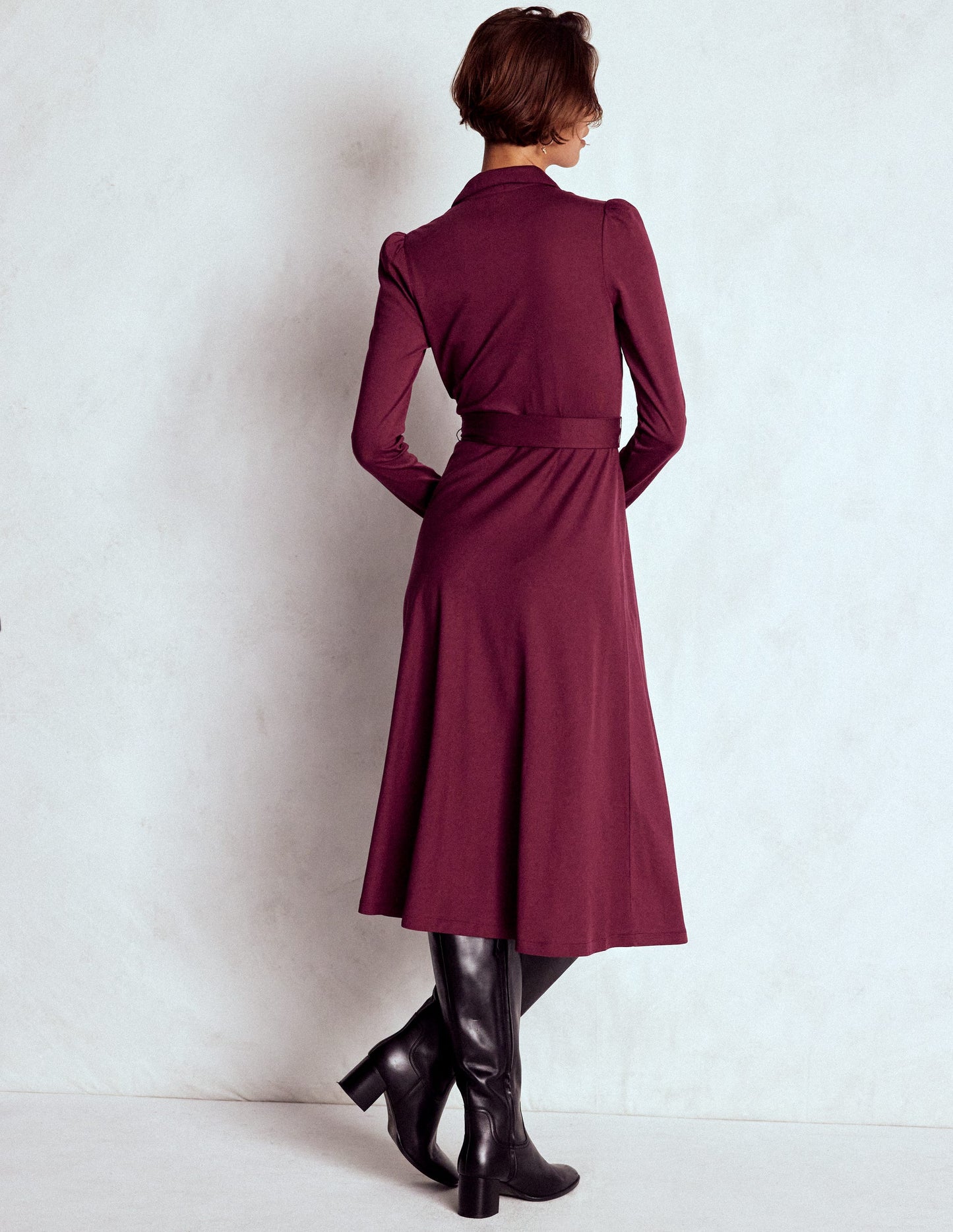 Imogen Collared Jersey Dress-Deep Wisteria