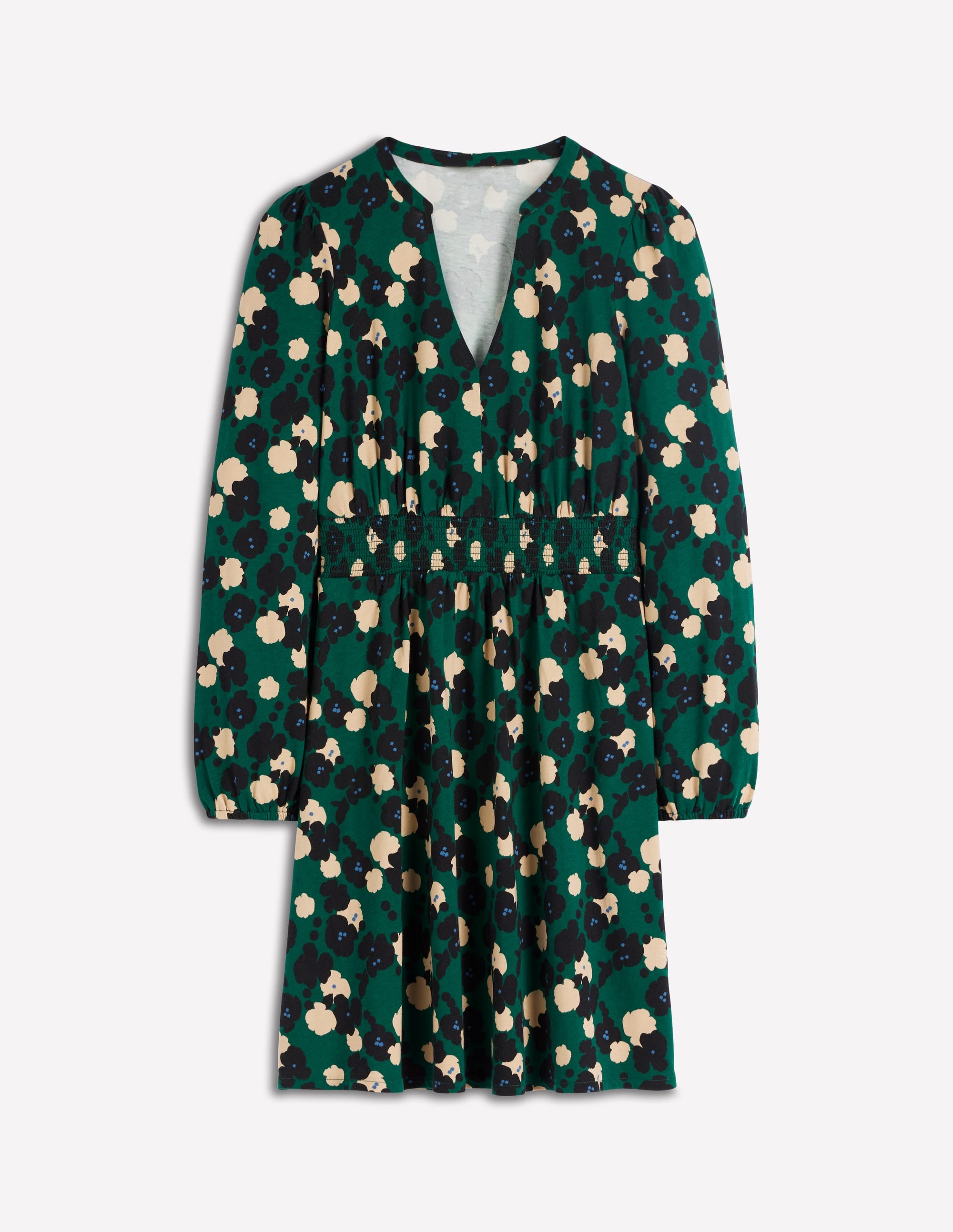 Sarah Short Jersey Dress-Emerald Night, Garden Blossom - Image 7