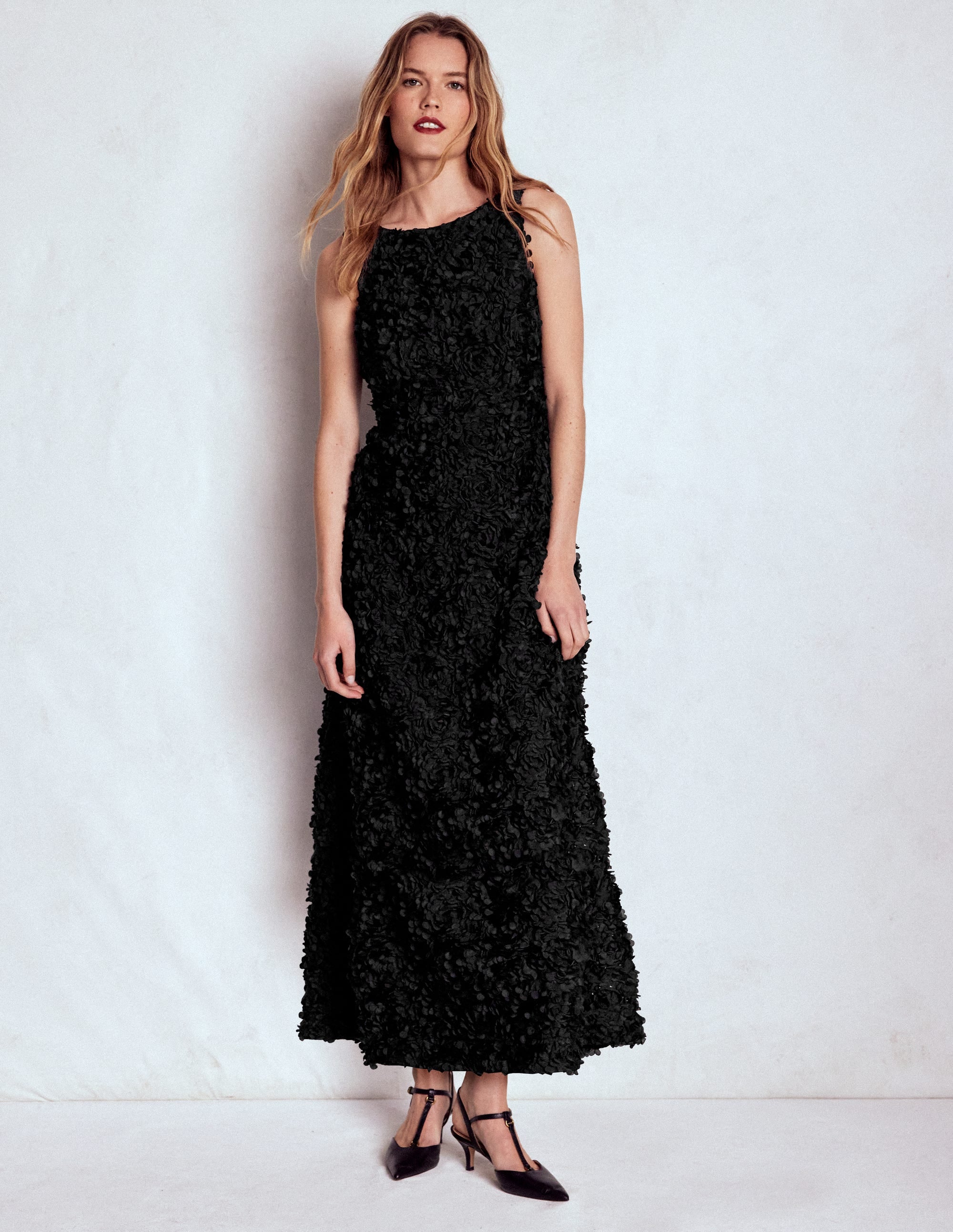 Scoop Back Fit and Flare Dress-Black - Image 2