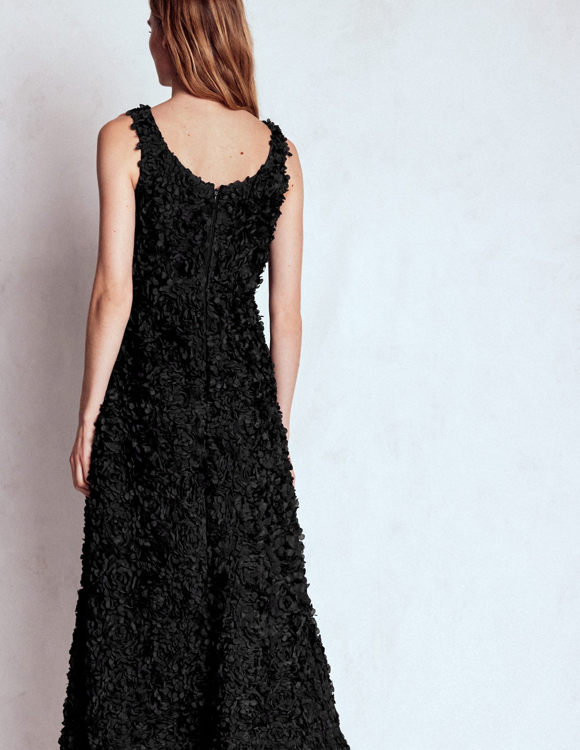 Scoop Back Fit and Flare Dress-Black-5