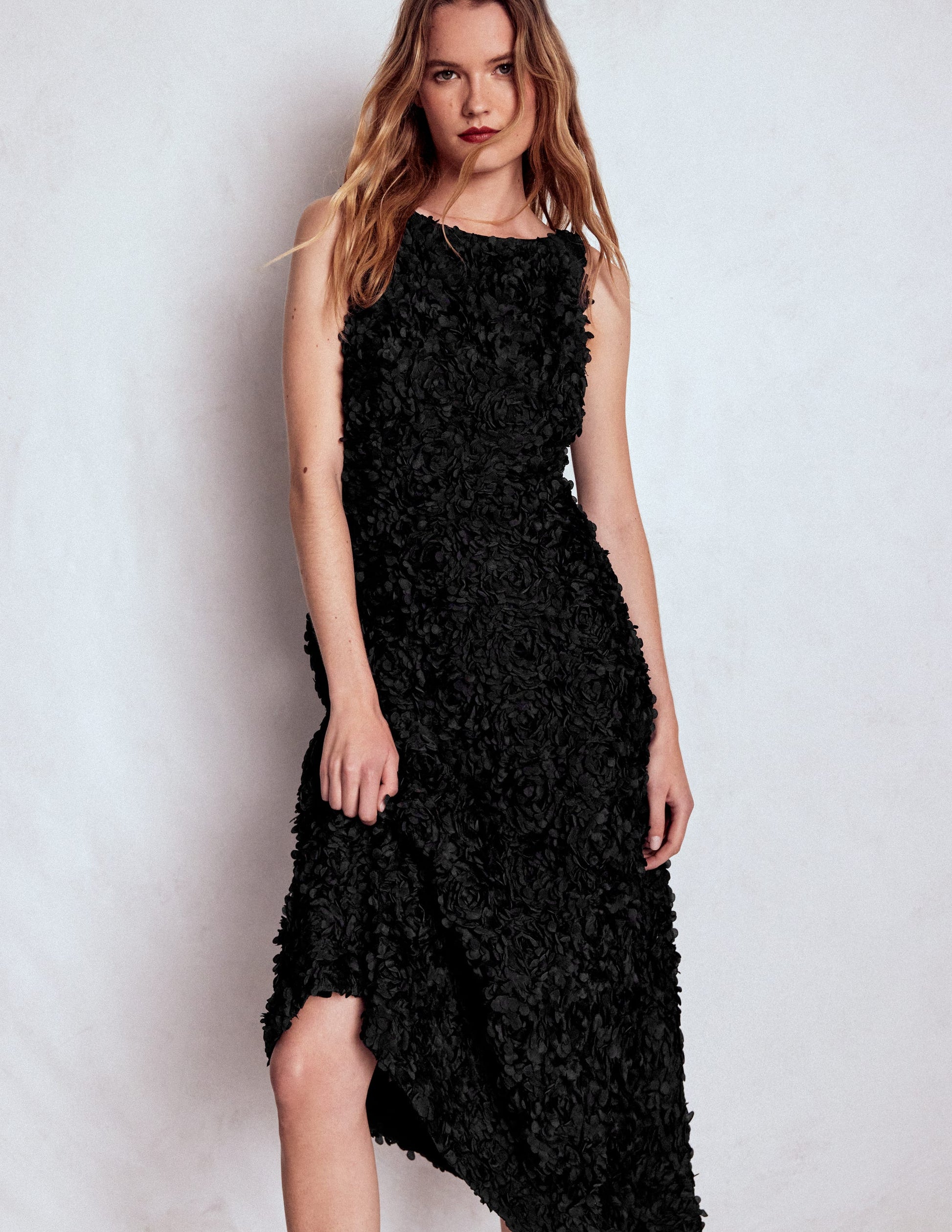 Scoop Back Fit and Flare Dress-Black-6