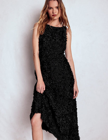 Scoop Back Fit and Flare Dress-Black-6