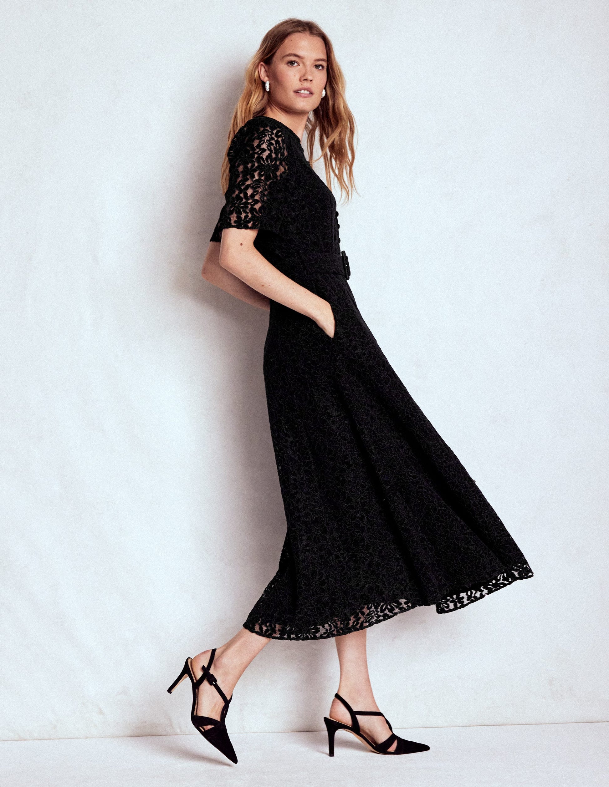 Kate Puff Sleeve Lace Dress-Black | Boden USA Kate Puff Sleeve Lace Dress-Black | Boden USA