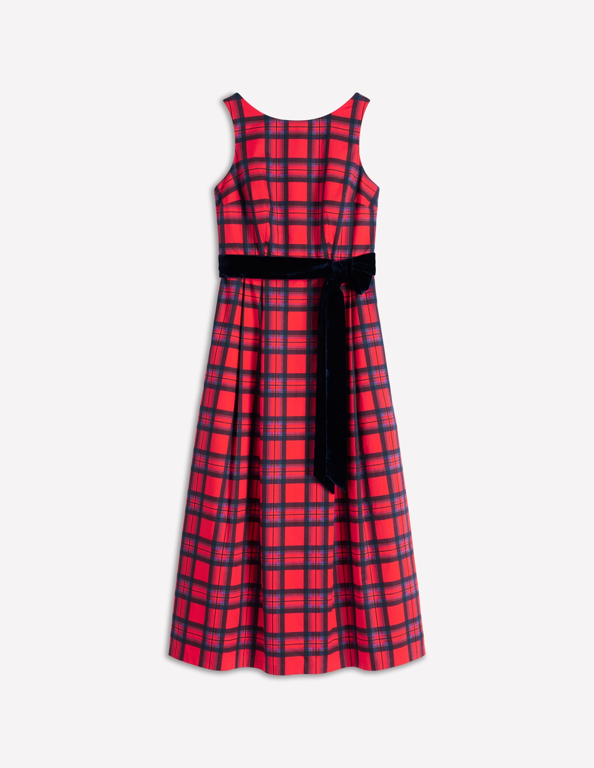 Scoop Back Check Dress-Red, Navy and Purple Check - Image 6