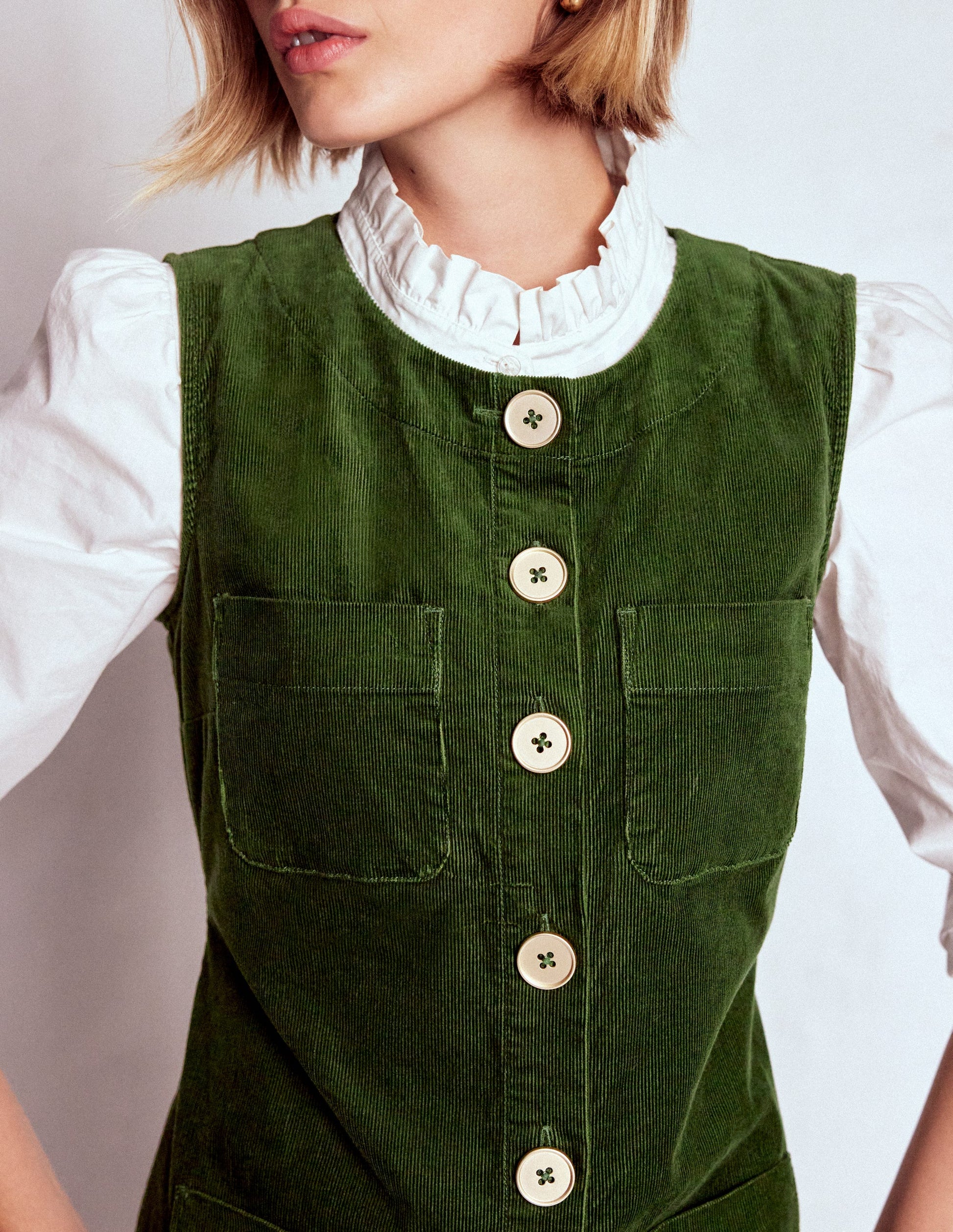 Evelyn Cord Shift Dress-Green Fir | Boden USA Evelyn Cord Shift Dress-Green Fir | Boden USA