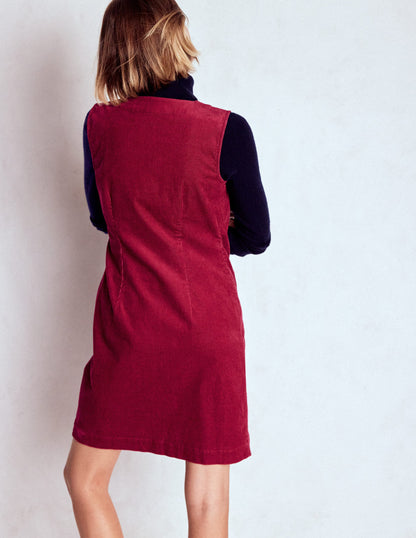 Evelyn Cord Shift Dress-Burgundy Red-3