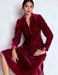 Cassie Velvet Tea Dress-Ruby Red