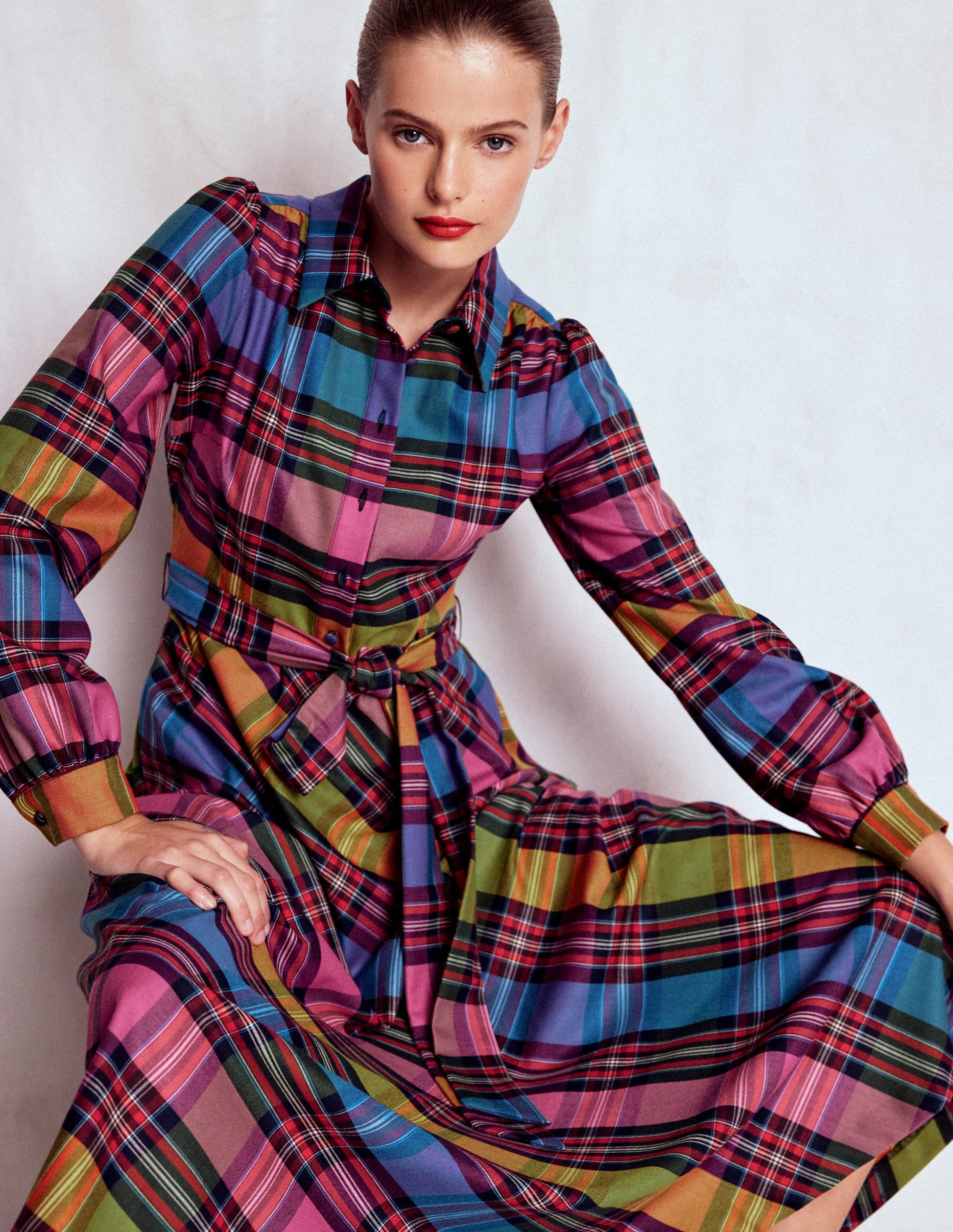 tartan midi dress Vivienne Check Midi Dress-Multi, Blanket Check