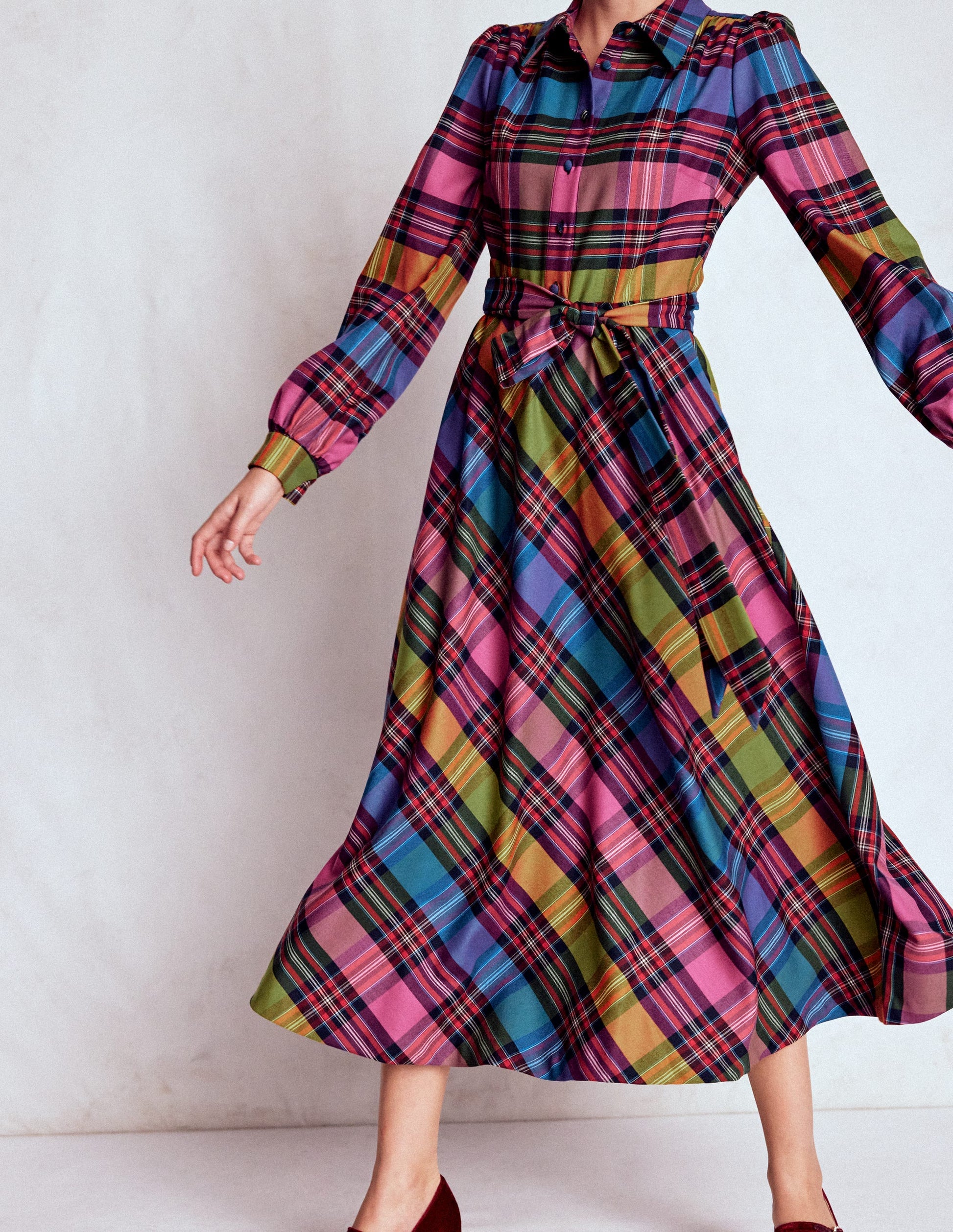 Vivienne Check Midi Dress-Multi, Blanket Check | Boden USA Vivienne Check Midi Dress-Multi, Blanket Check | Boden USA