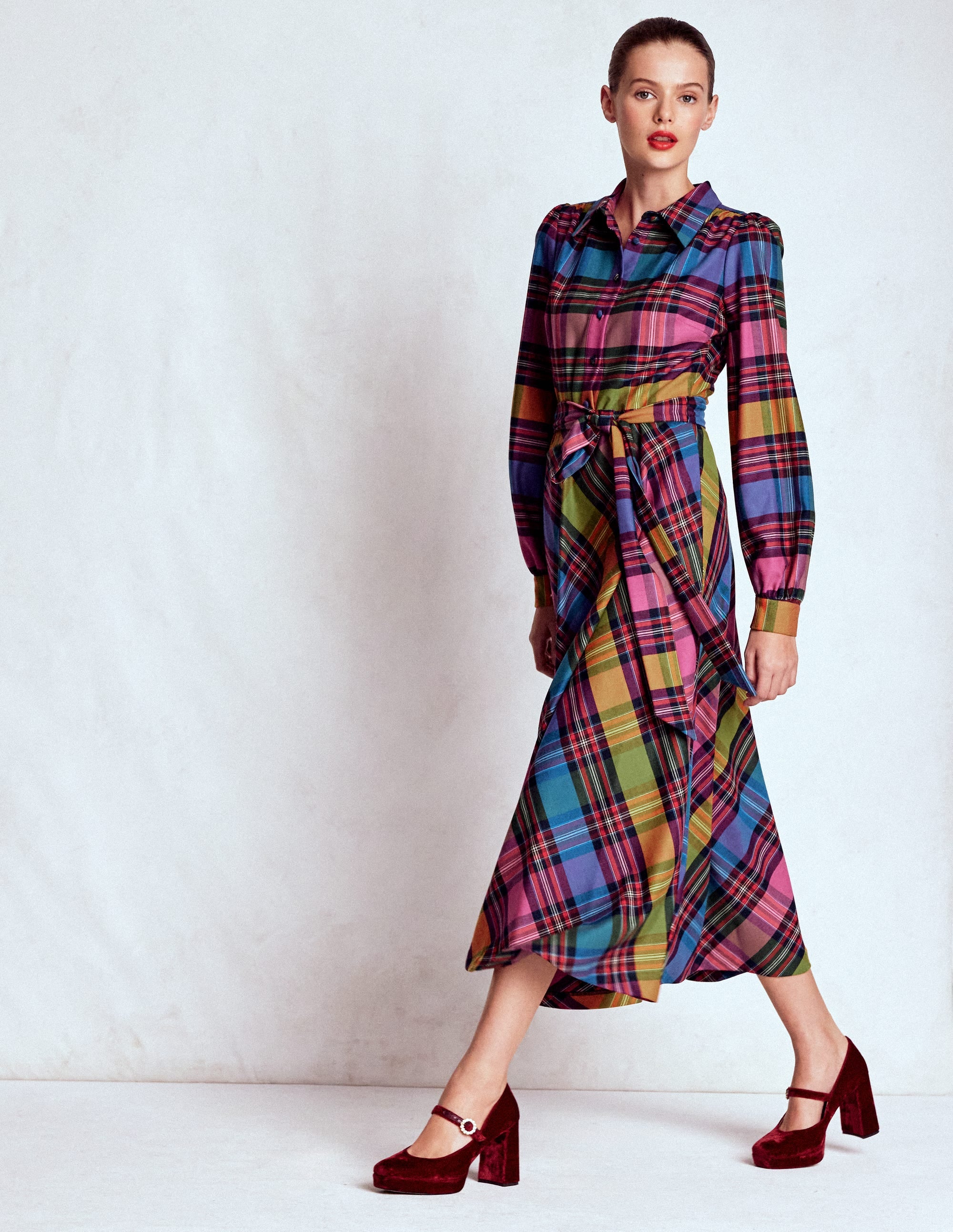 Vivienne Check Midi Dress-Multi, Blanket Check - Image 6