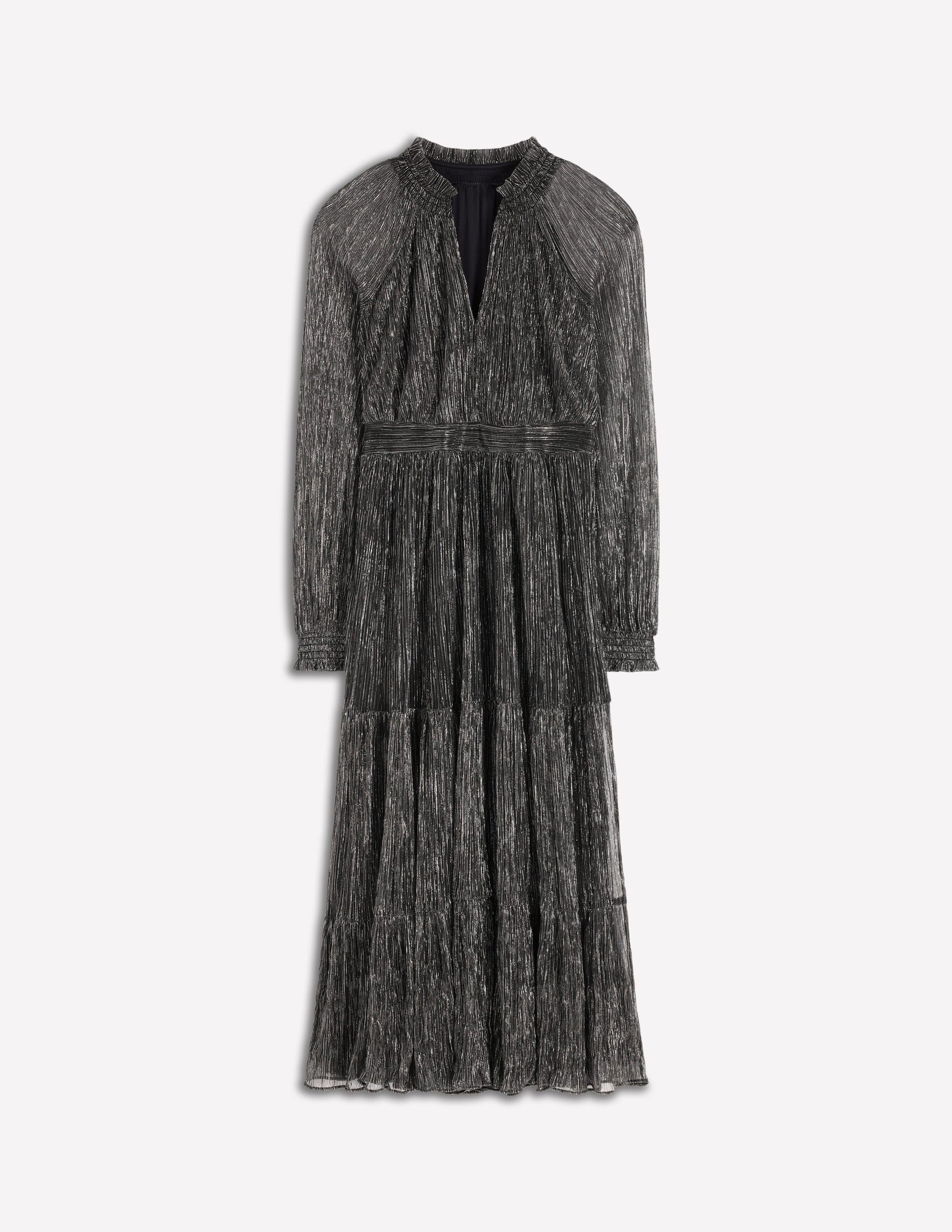 Lucille Smocked Sparkle Dress-Black and Gold-6