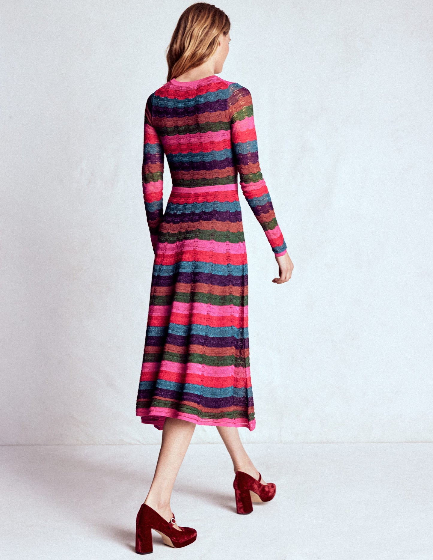 Metallic Wave Dress-Multi Stripe