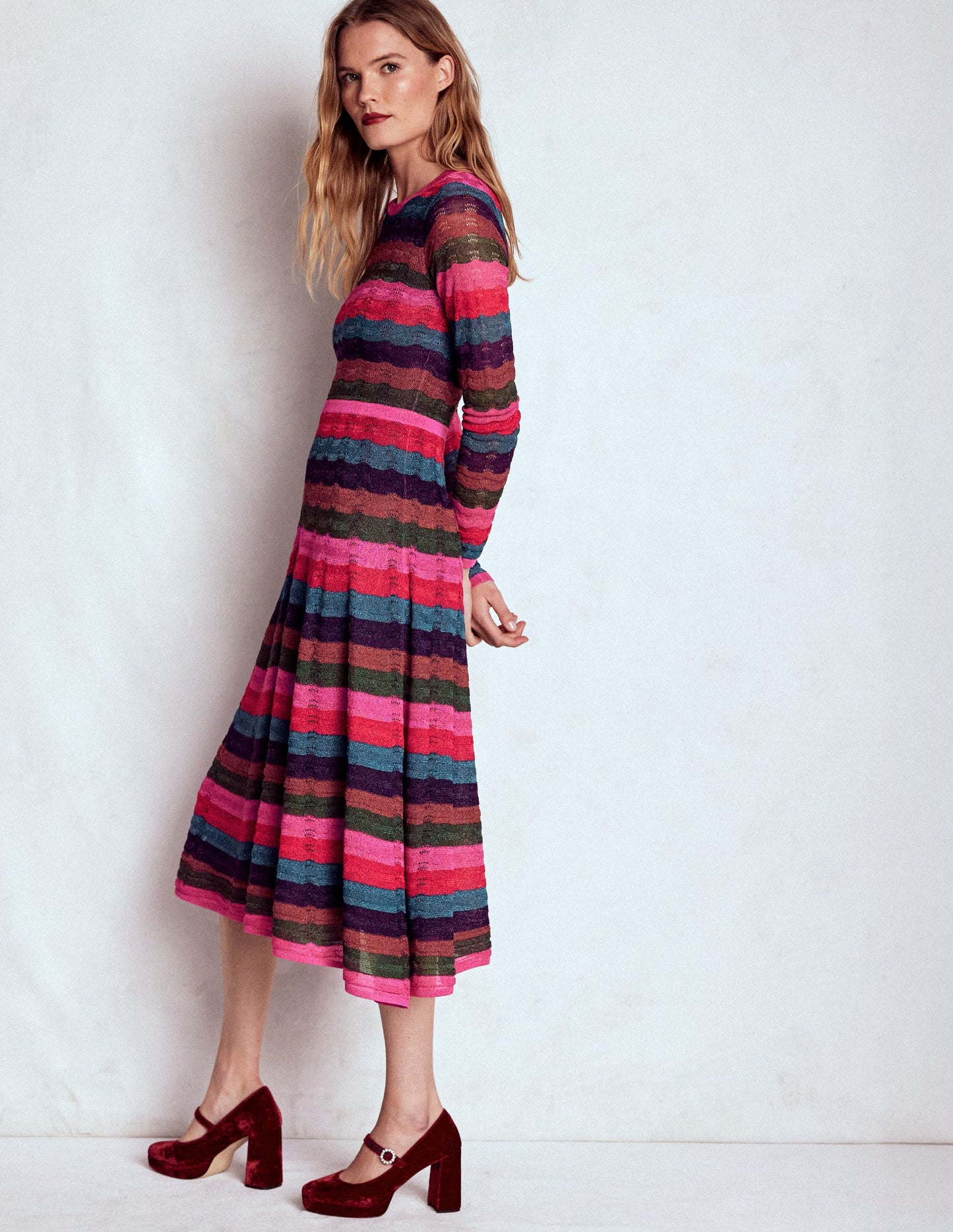 Metallic Wave Dress-Multi Stripe