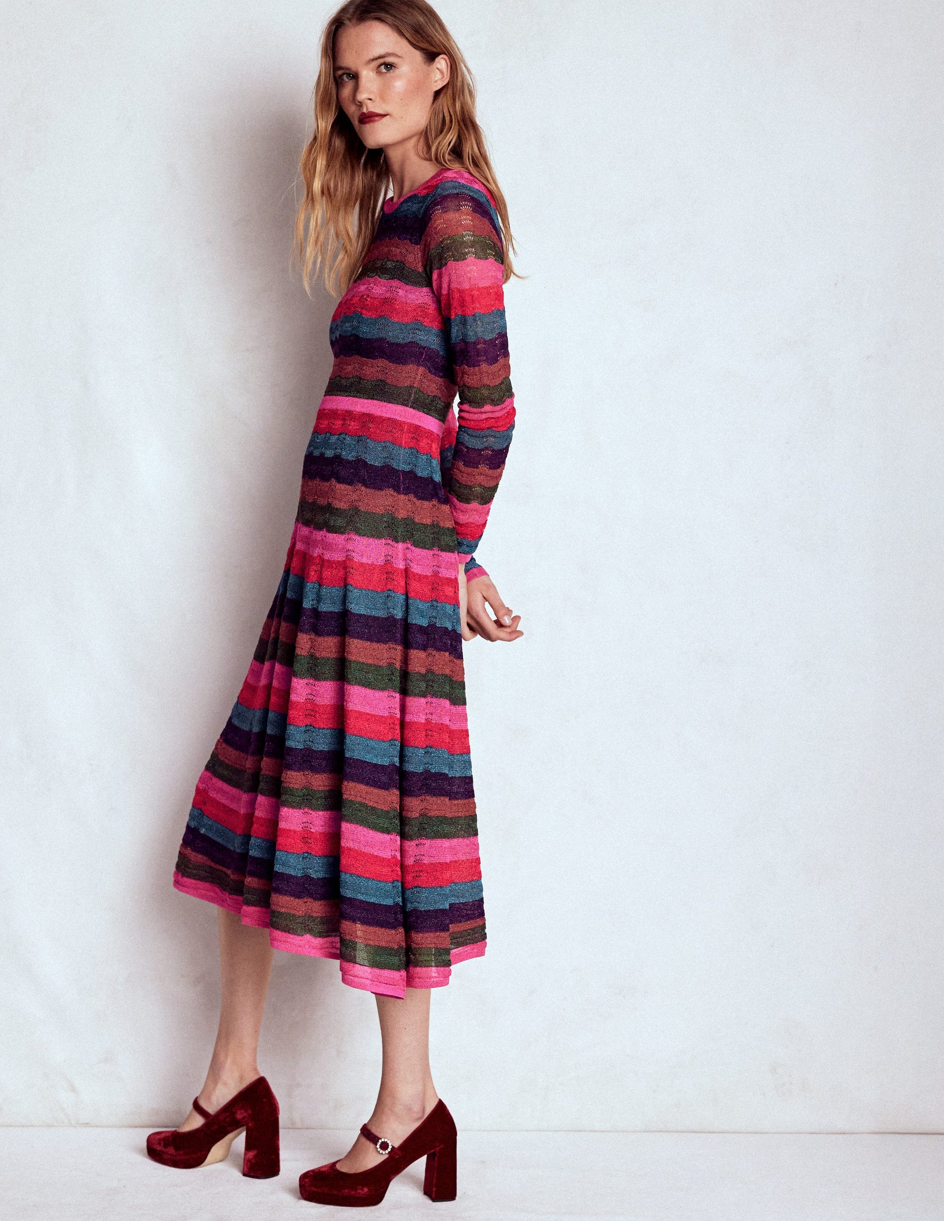 Metallic Wave Dress-Multi Stripe-5