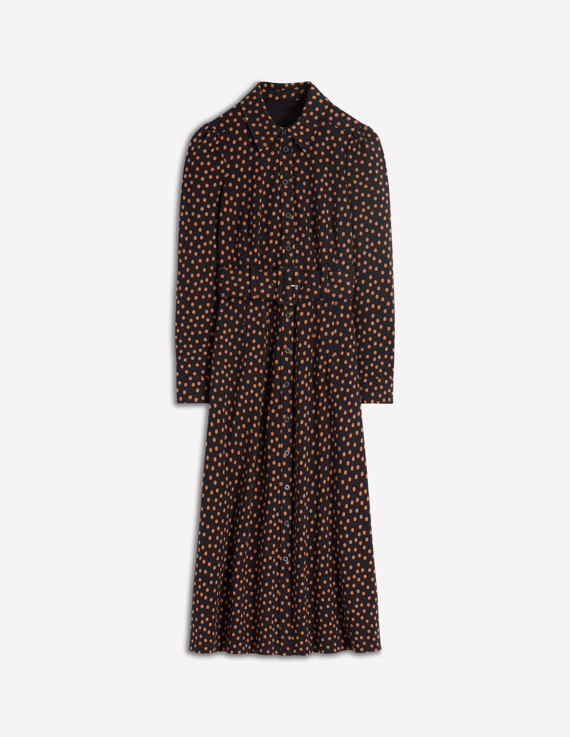 Anita Long Sleeve Shirt Dress-Black, Painted Dot-6