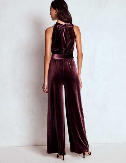 Jersey Halter Jumpsuit-Dark Cherry-3