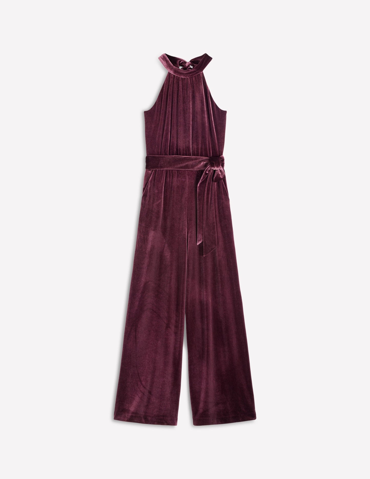 Jersey Halter Jumpsuit-Dark Cherry