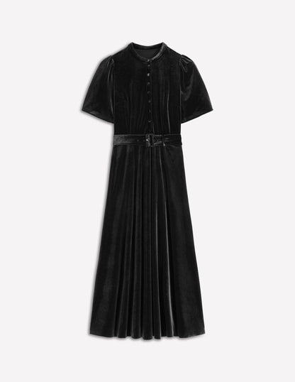 Kate Velvet Shirt Dress-Black-6