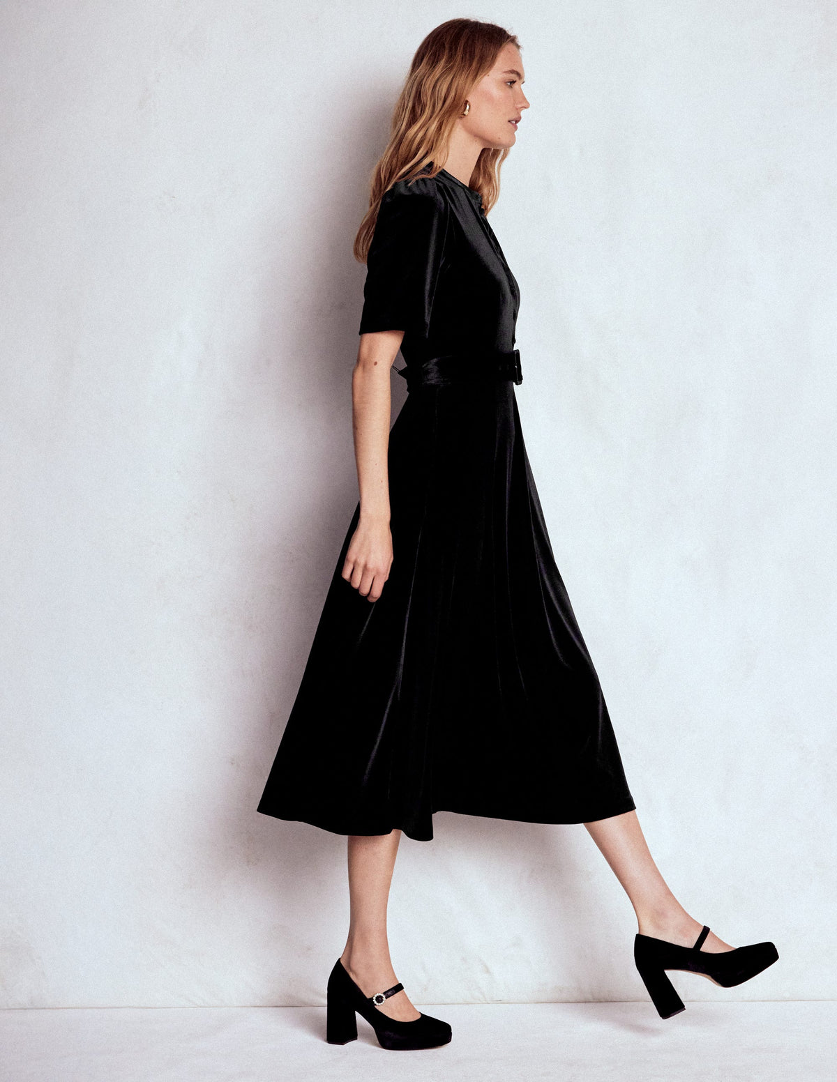 Kate Velvet Shirt Dress-Black - Image 4