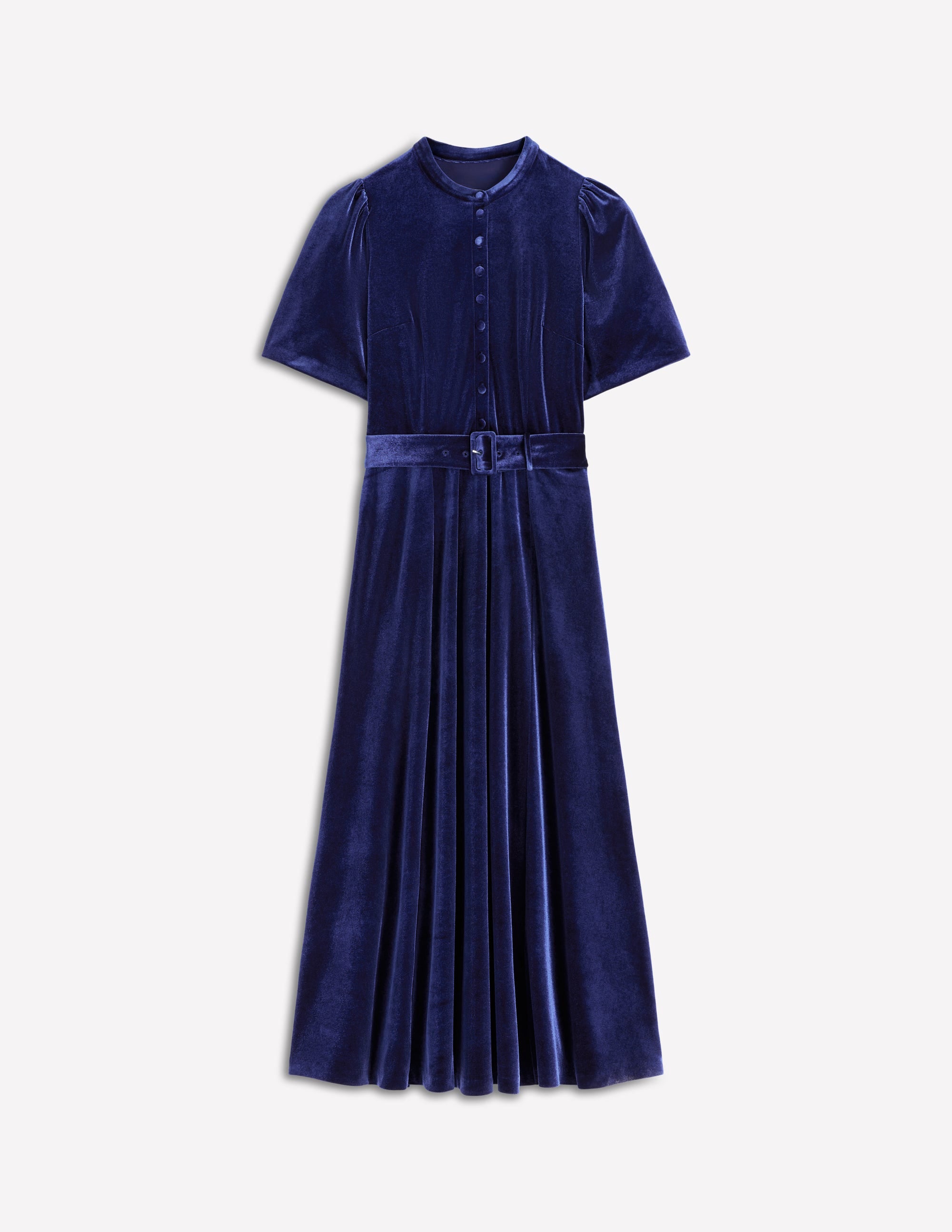 Kate Velvet Shirt Dress-Sapphire Blue - Image 6