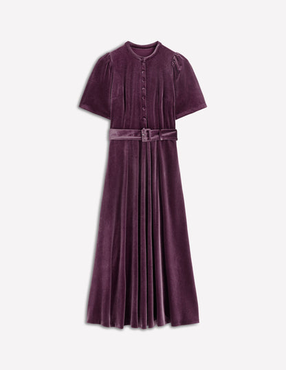 Kate Velvet Shirt Dress-Dark Cherry-6