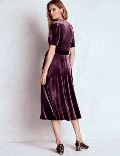 Kate Velvet Shirt Dress-Dark Cherry-4
