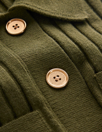 Brönte Knitted Rib Shirt Dress-Woodland Green-7
