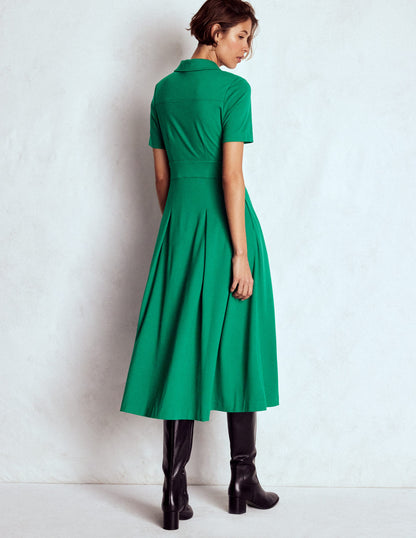 Bridget Ponte Shirt Dress-Jewel Green-3