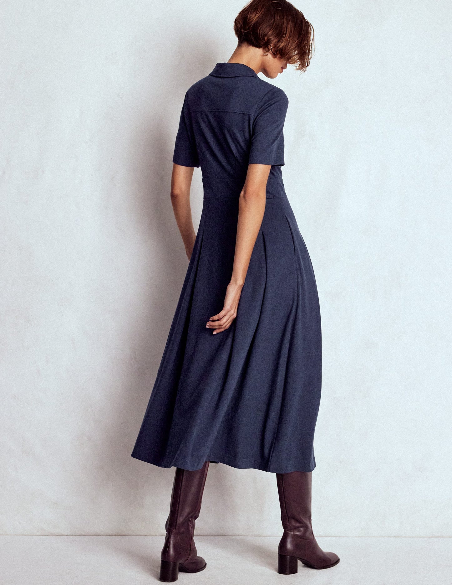 Bridget Ponte Shirt Dress-Navy