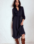Naomi Long Sleeve Jersey Dress-Navy