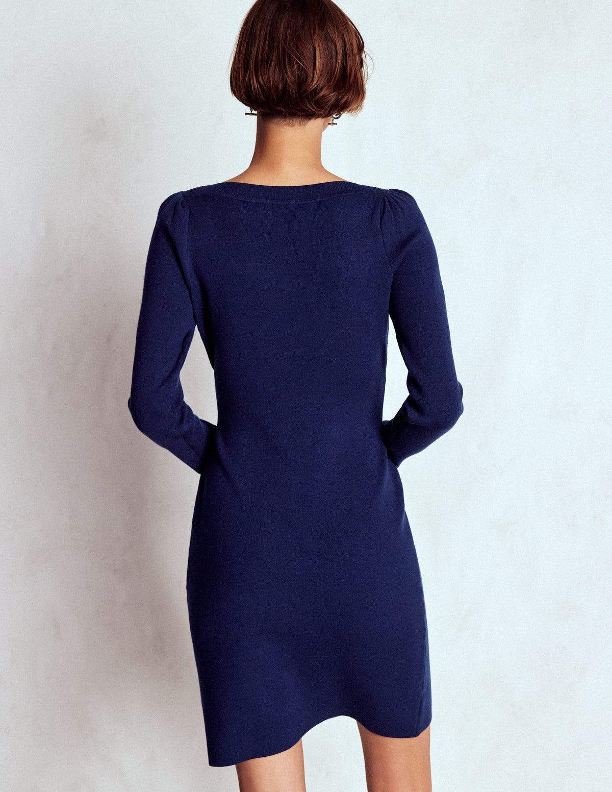Tiana Tie Front Knitted Dress-Navy - Image 3