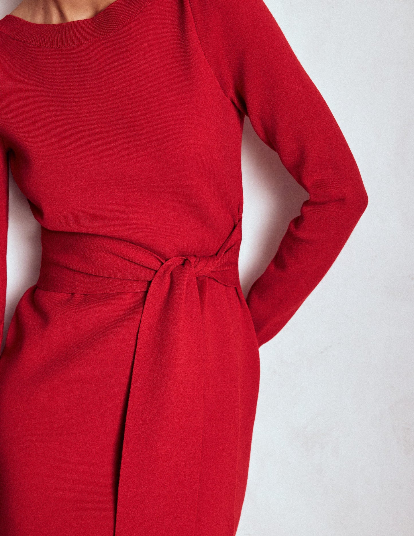 Tiana Tie Front Knitted Dress-Merida Red