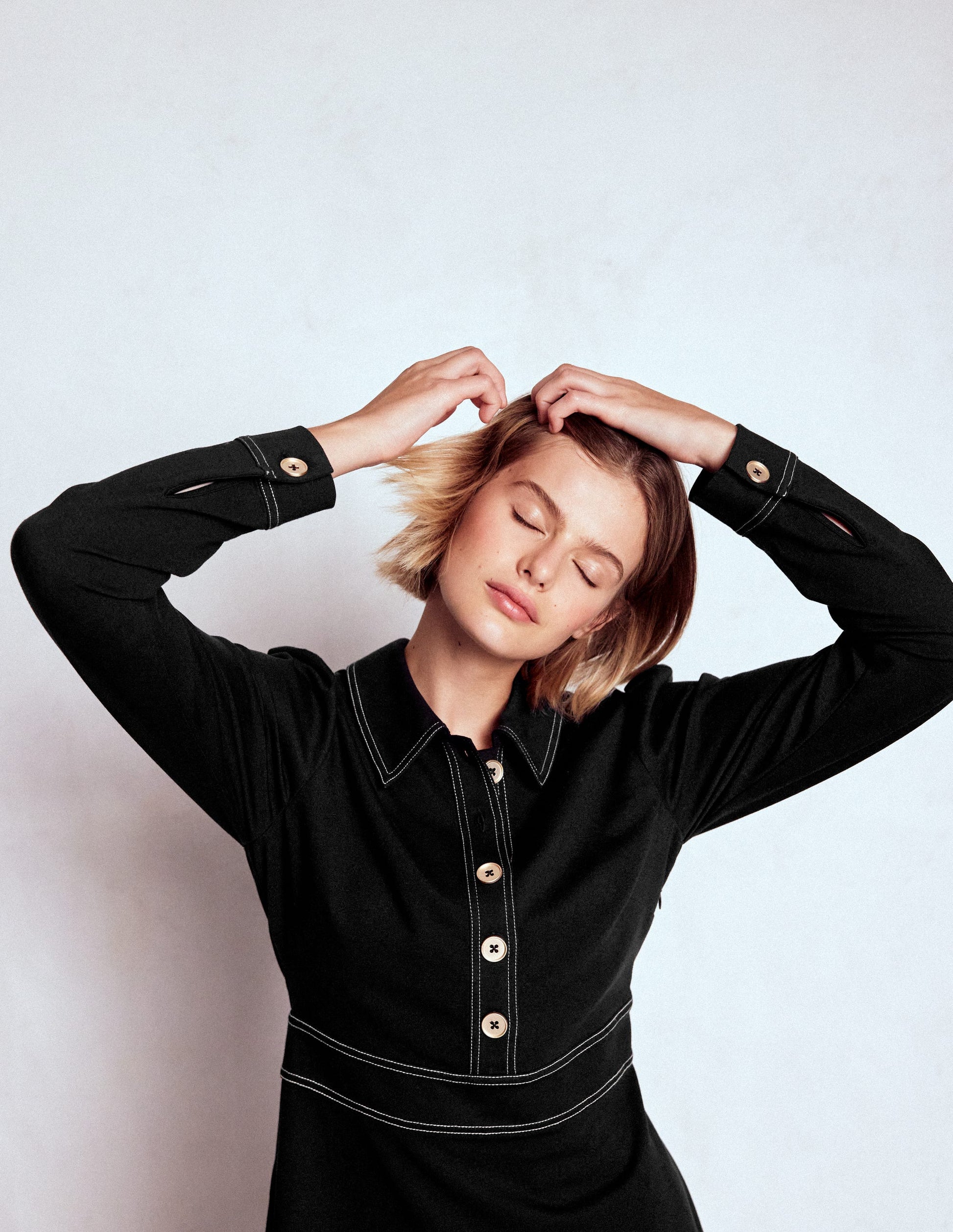 Nicolette Long Sleeve Dress-Black-5