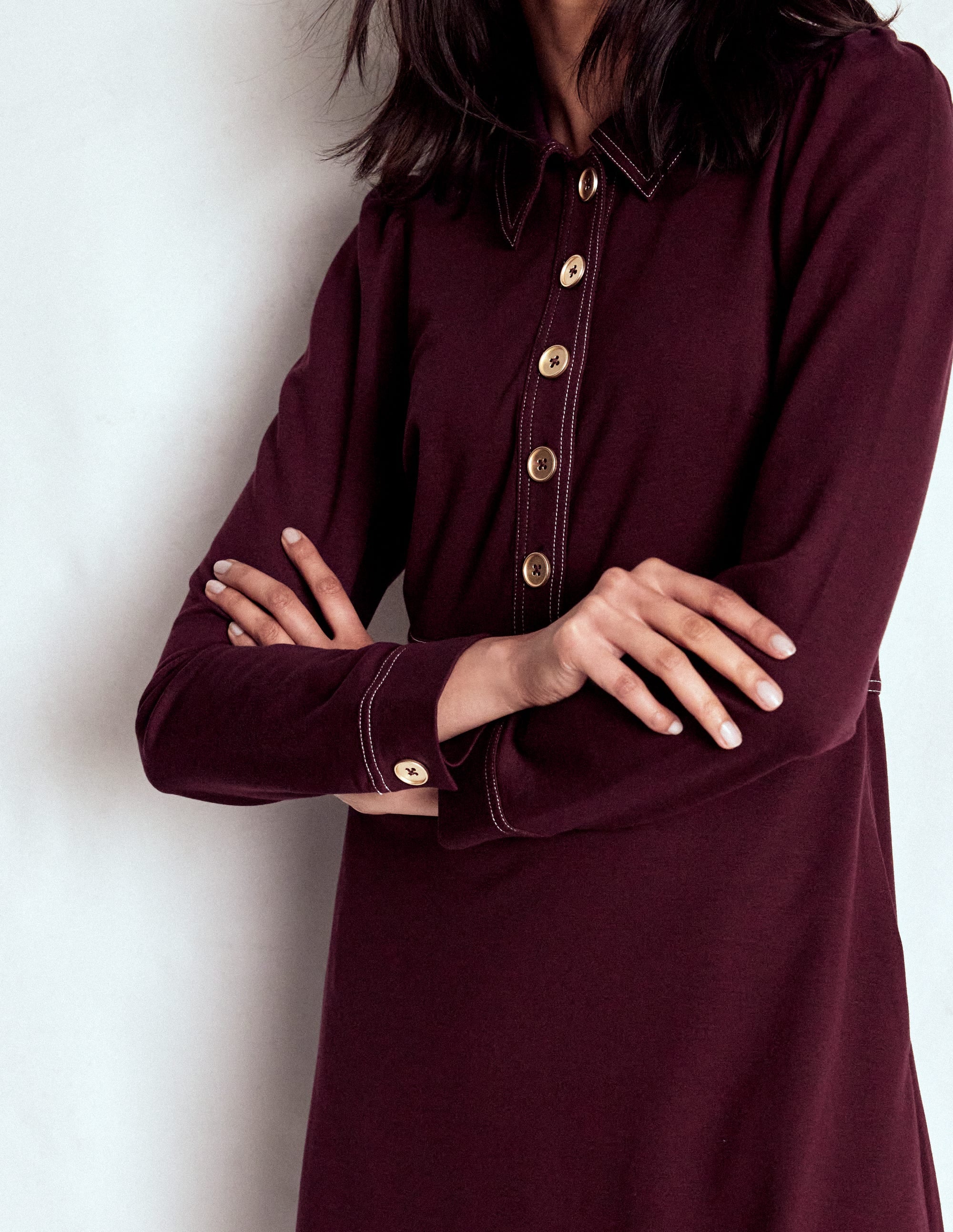 Nicolette Long Sleeve Dress-Dark Cherry | Boden USA