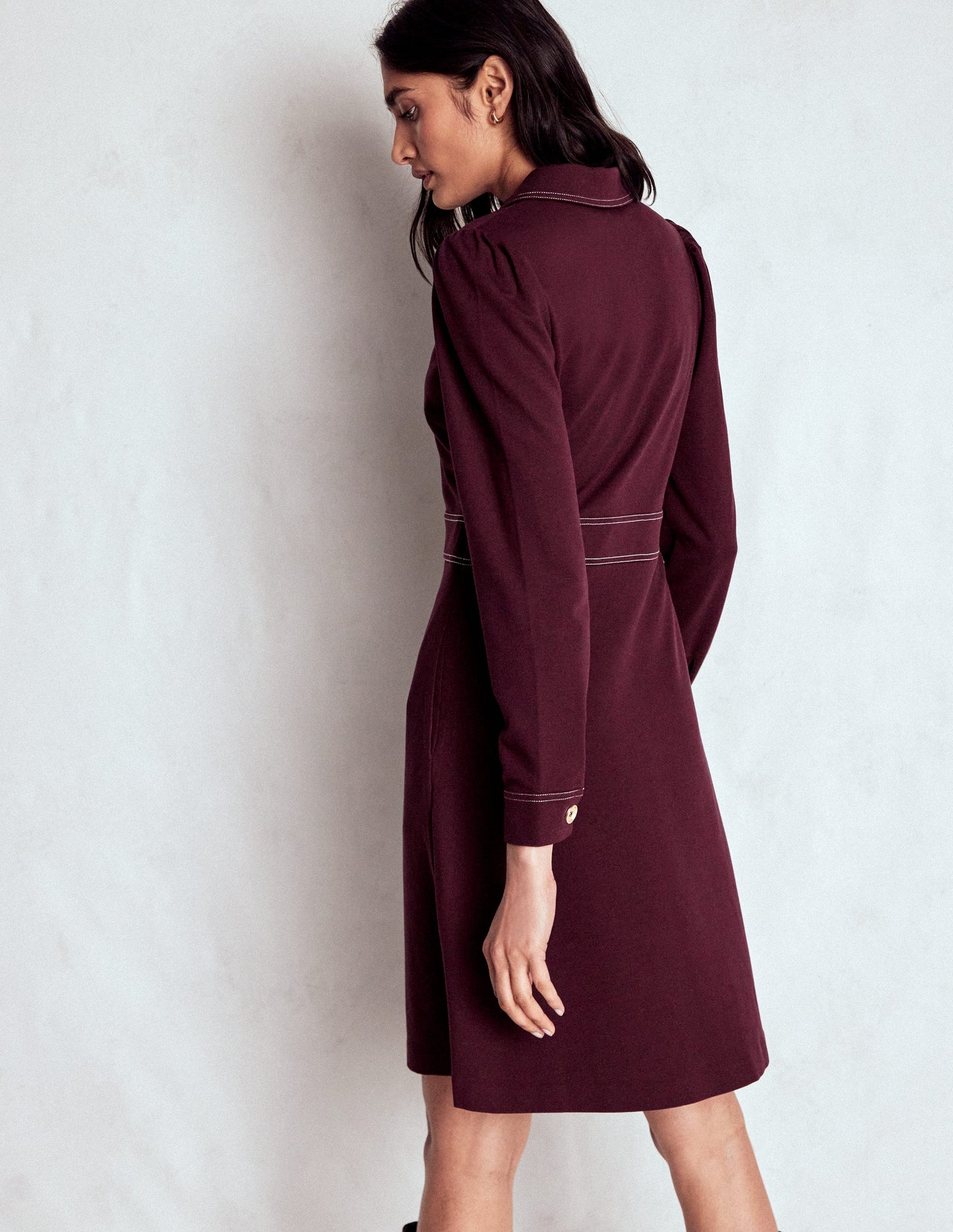 Nicolette Long Sleeve Dress-Dark Cherry