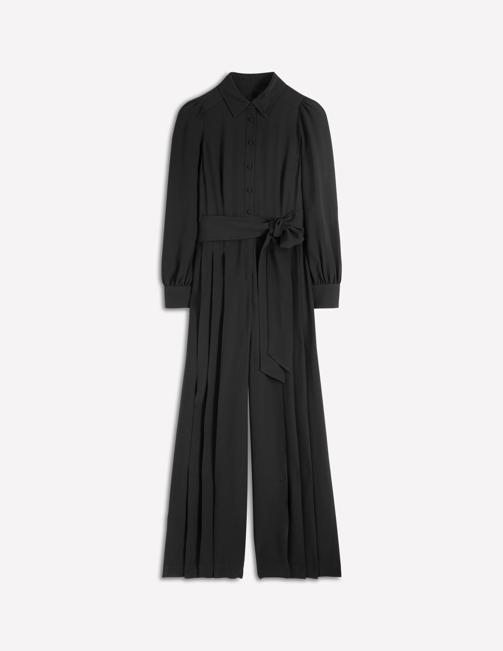 Button Up Palazzo Jumpsuit-Black - Image 6