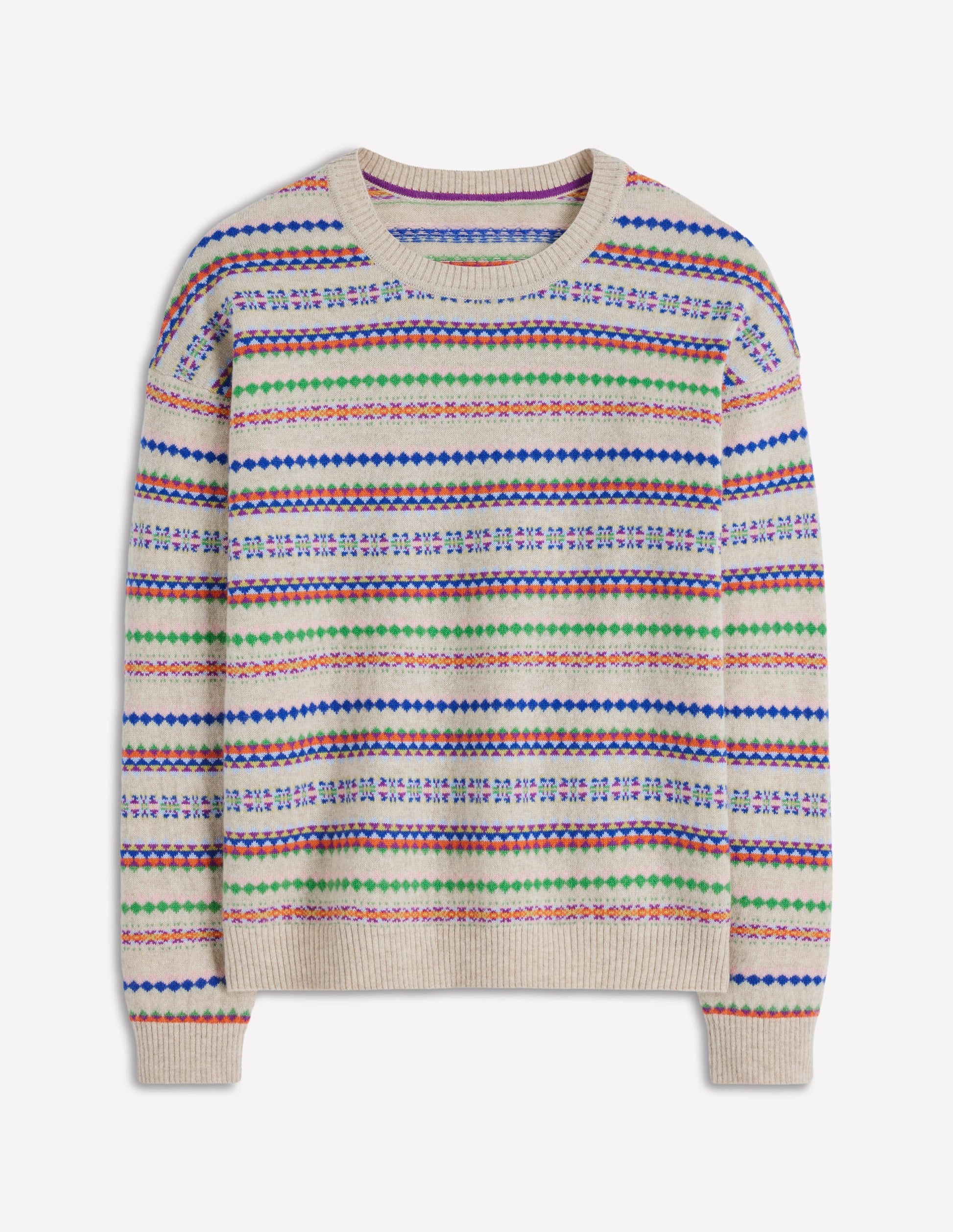 Lydia Cashmere Jumper-Oatmeal Melange Fair Isle-6