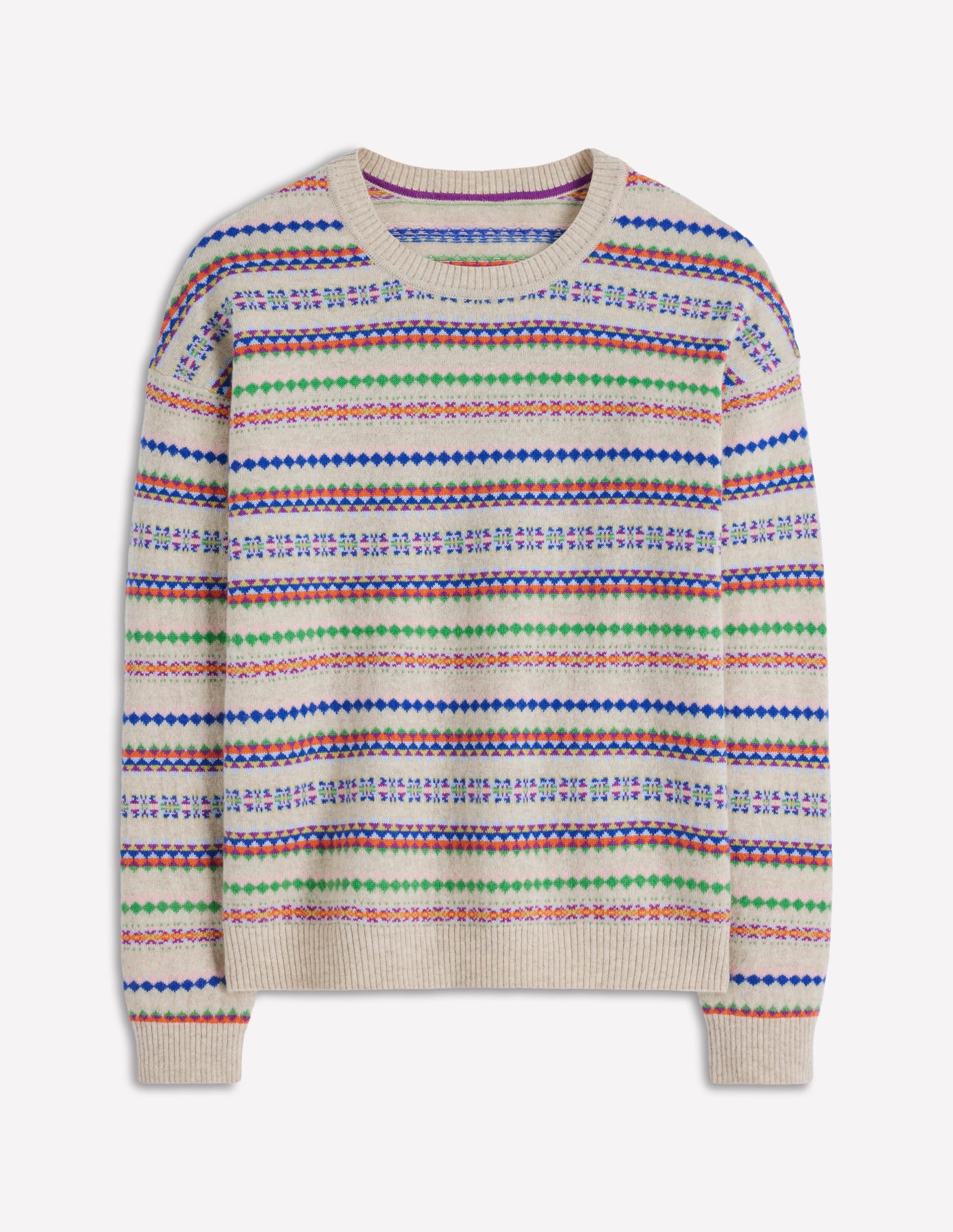 Lydia Cashmere Jumper-Oatmeal Melange Fair Isle - Image 6