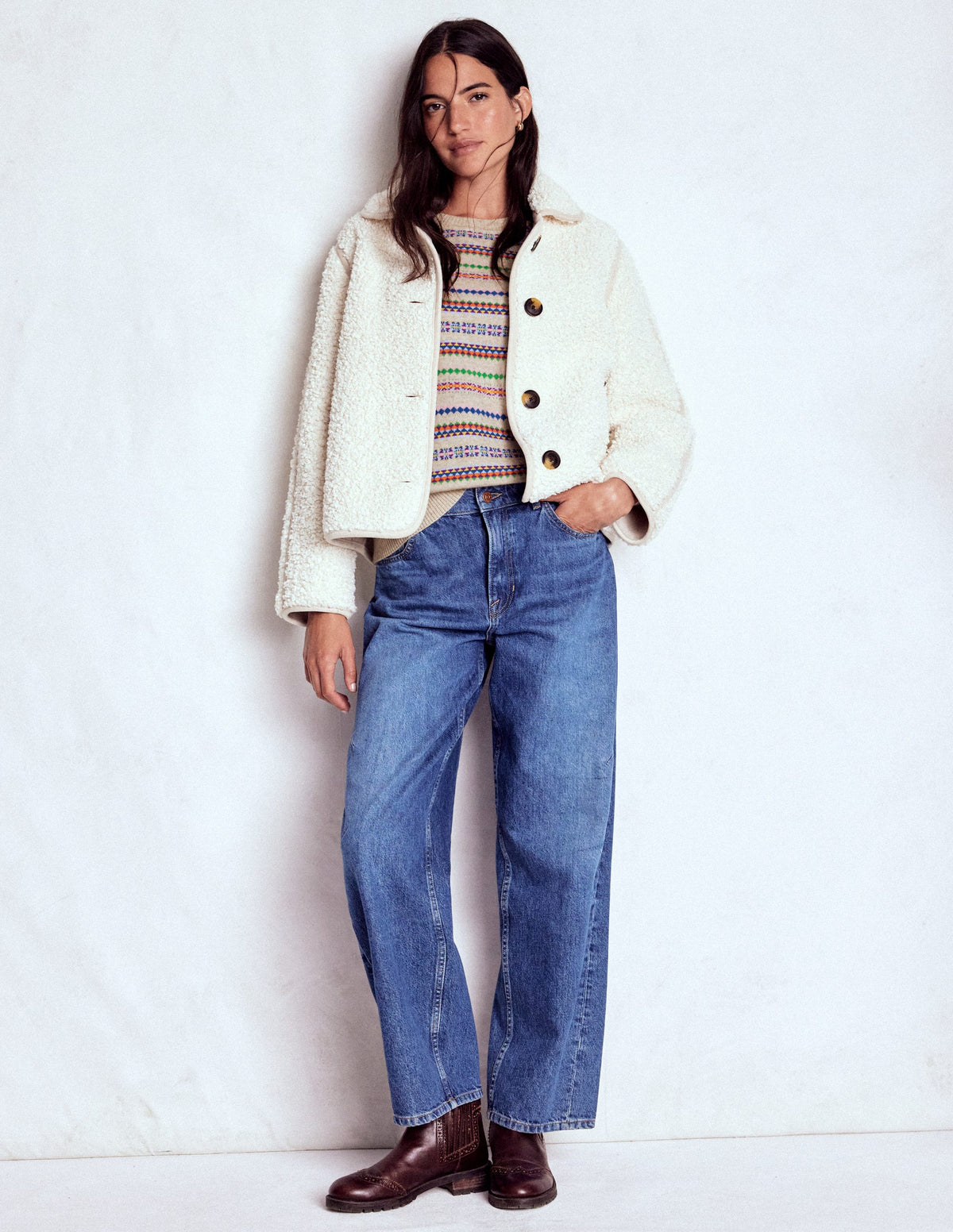 Lydia Cashmere Jumper-Oatmeal Melange Fair Isle - Image 5