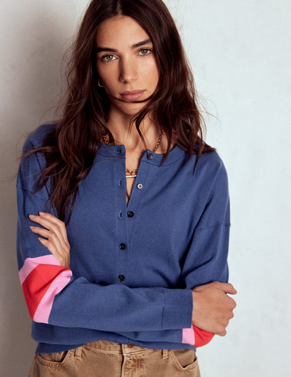 Lara Relaxed Cotton Cardigan-Denim Blue-1