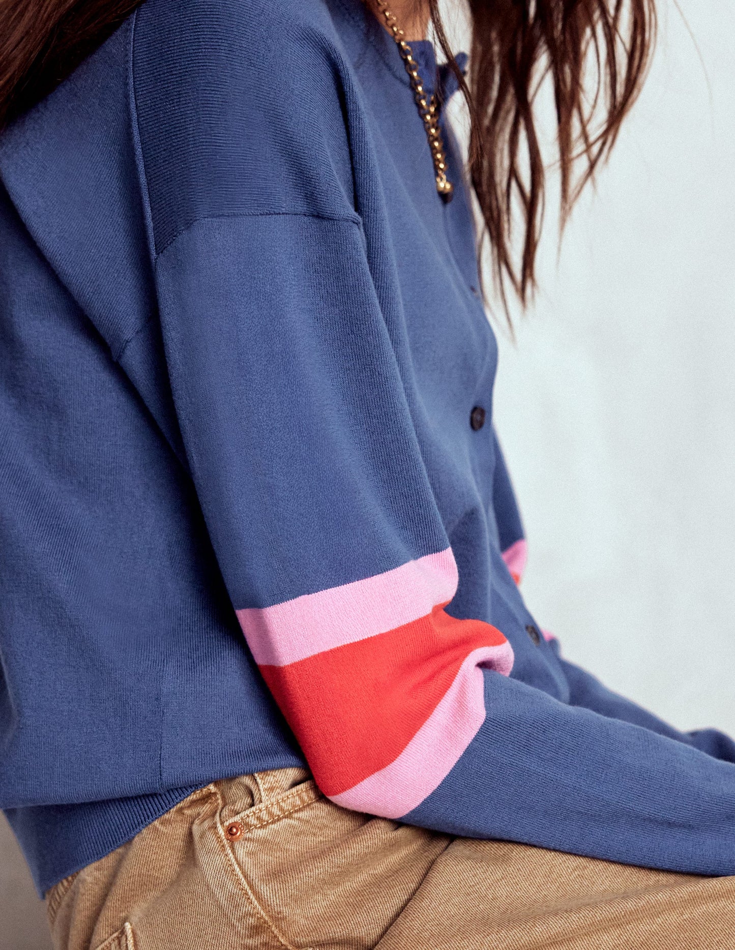 Lara Relaxed Cotton Cardigan-Denim Blue