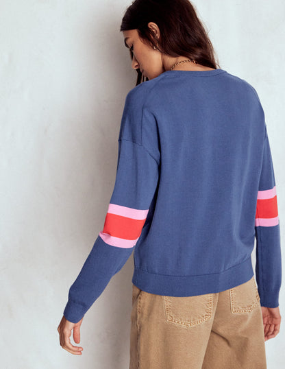 Lara Relaxed Cotton Cardigan-Denim Blue-3