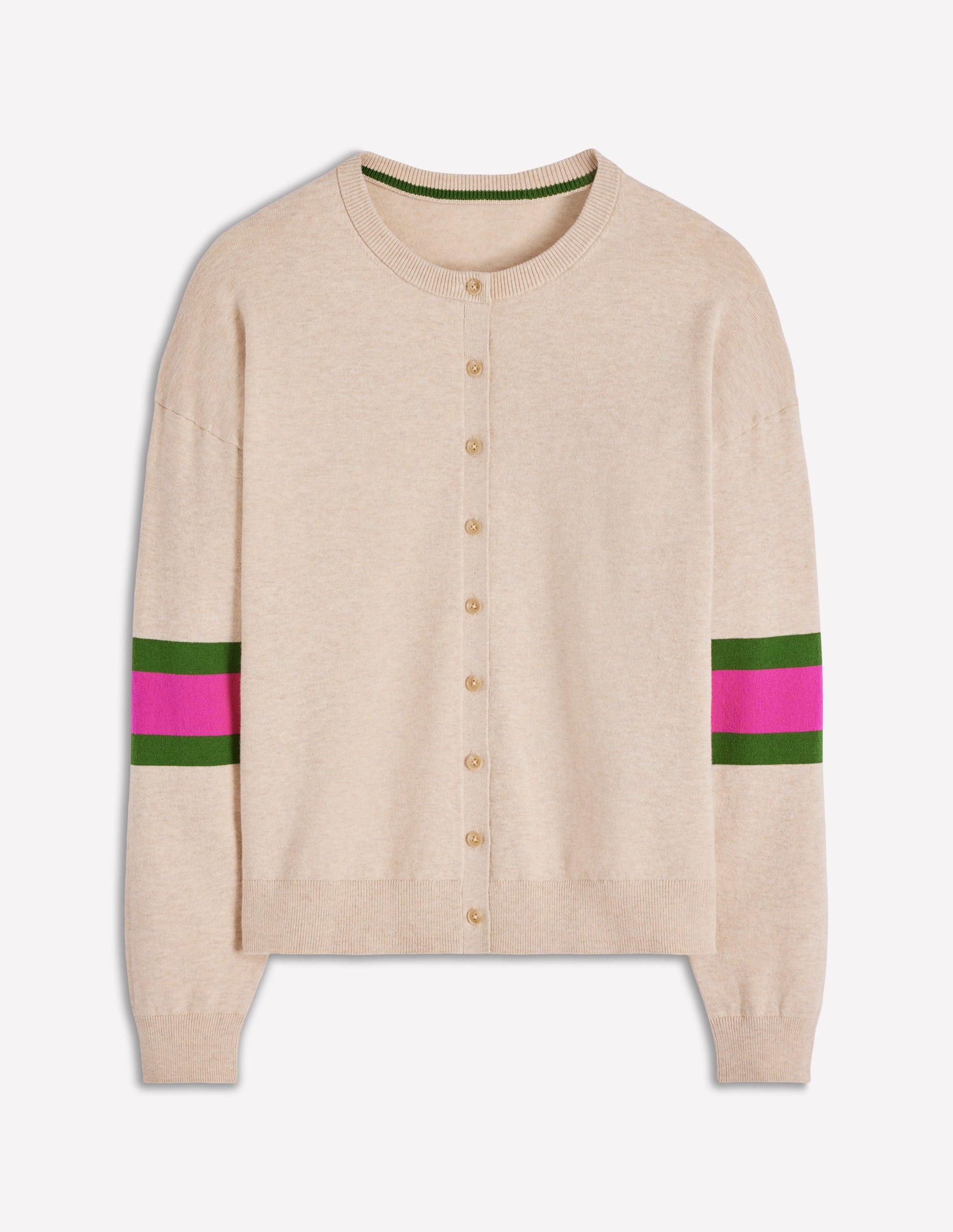 Lara Relaxed Cotton Cardigan-Oatmeal Melange-4