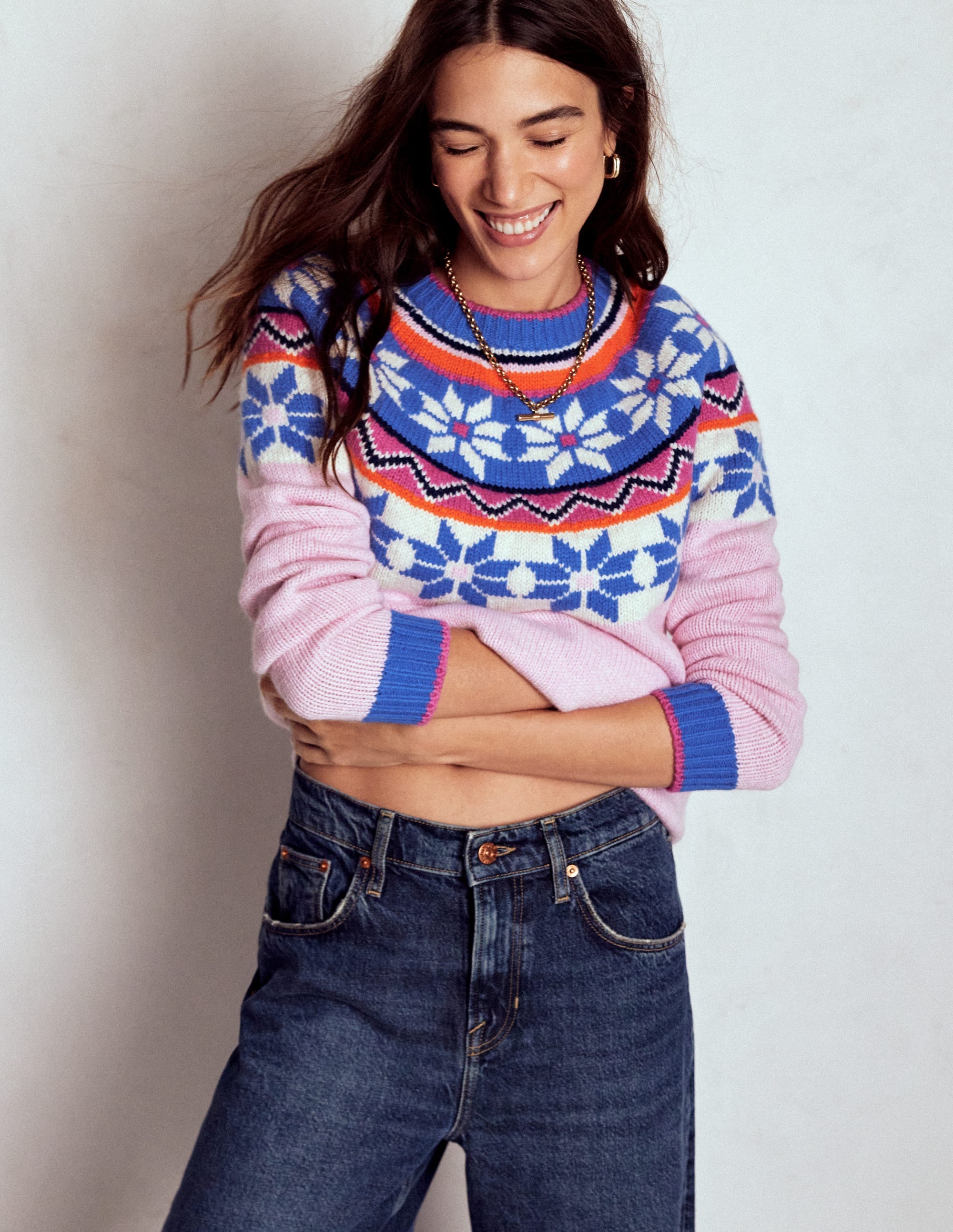 Eleanor Fair Isle Sweater-Meadowsweet Pink - Image 5